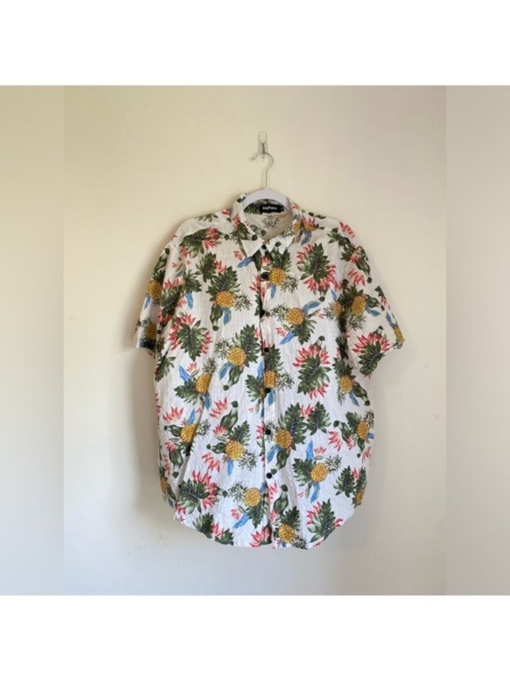 Men's Hawaiian Short Sleeve Button-Down Shirt Size XL White By Vatpave - Picture 1 of 7